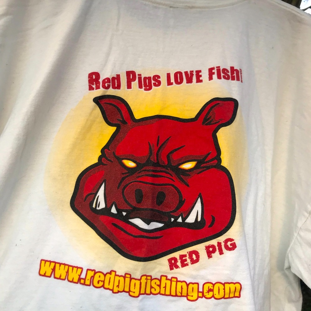 Red pigs fishing T shirt plus size